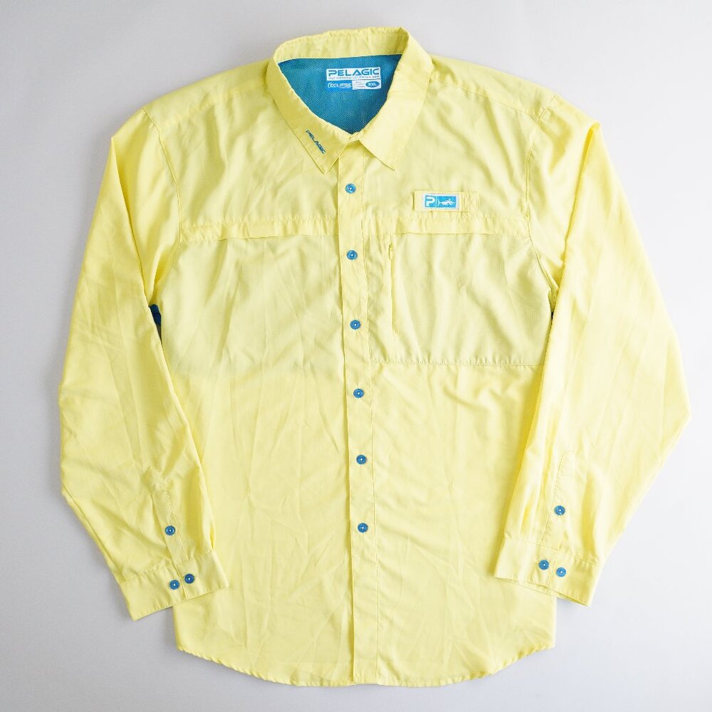 Pelagic Eclipse Guide Shirt Fishing Button Down Long Sleeve Yellow Mens Size XXL